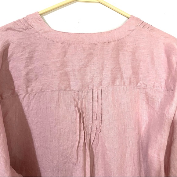 Coldwater Creek Pink 100% Linen Pintuck Top Tunic Shirt  XL - Picture 4 of 6